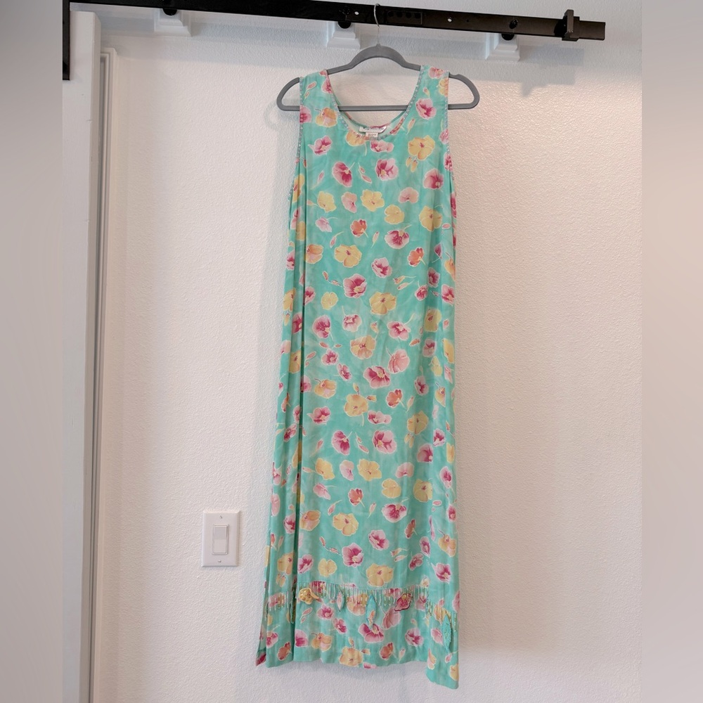 Key Lime Pie Vintage maxi with jacket. EUC, beautiful colors with bead details.